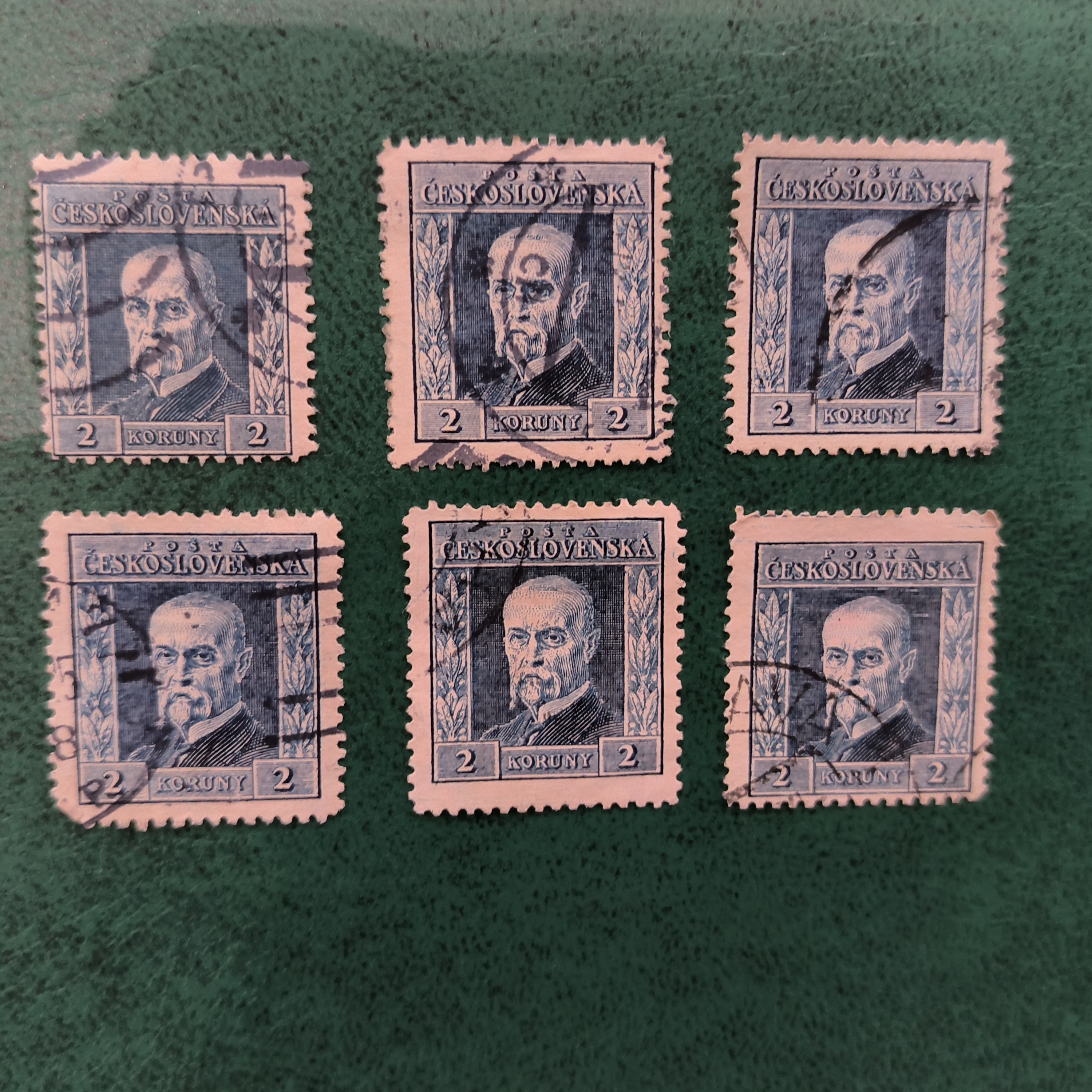 2k blue Thomas G. Masaryk definitive stamp 1925